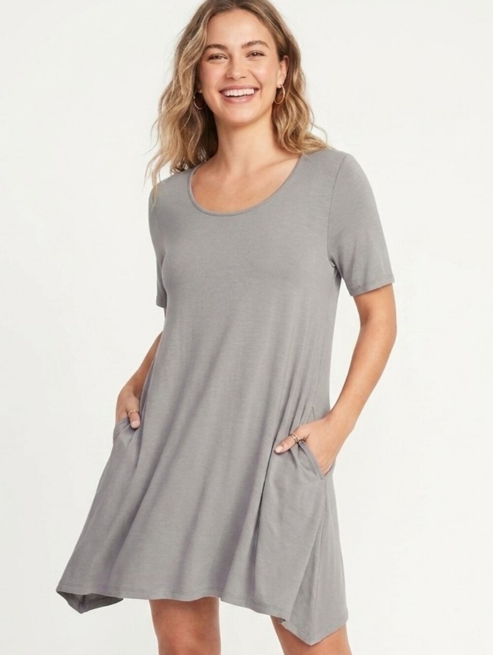 New York & Company Gray Scoop Neck Mini Dress / Tunic Top